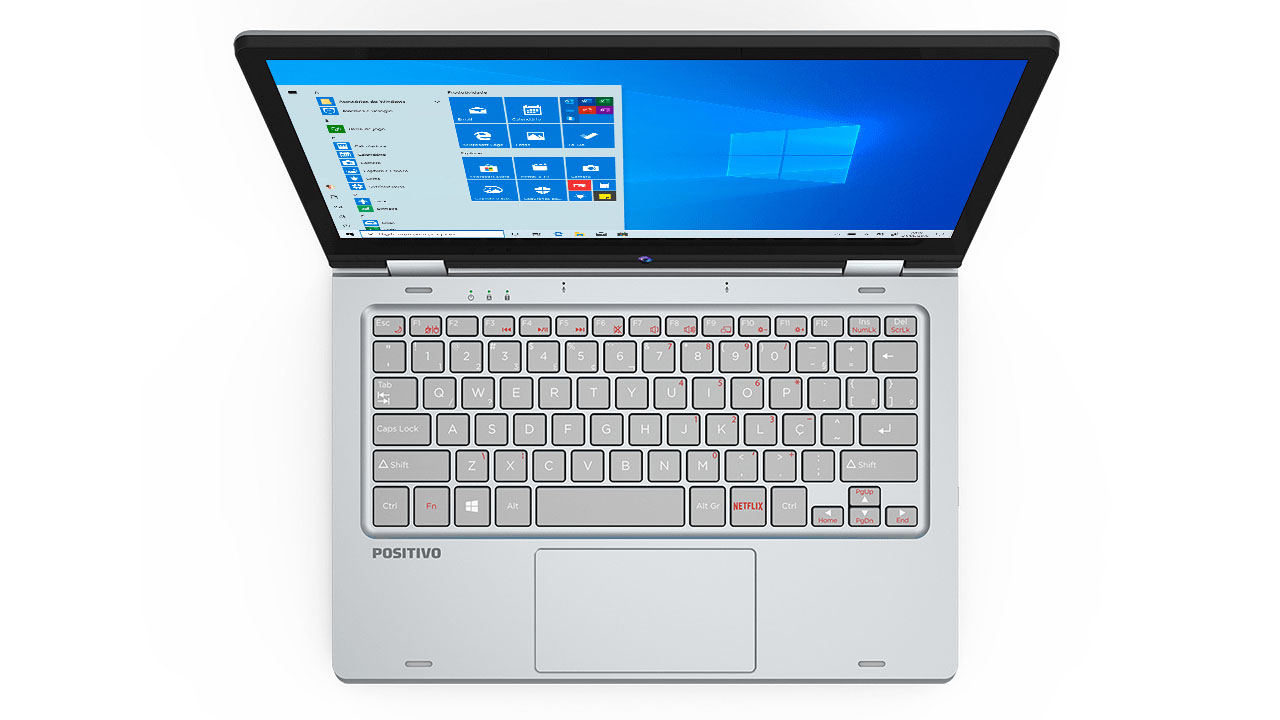 Teclado e touchpad do notebook Positivo