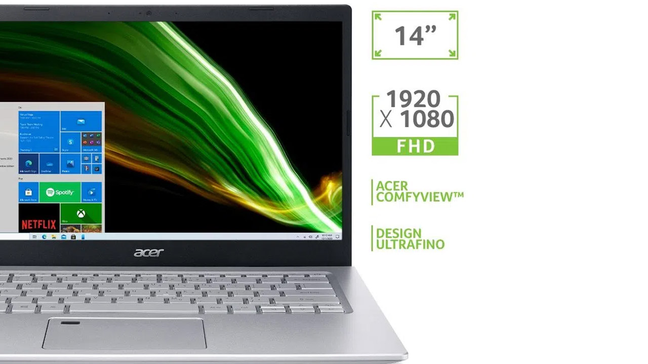 O Acer Aspire 5 A514-54-30RG possui tela Full HD