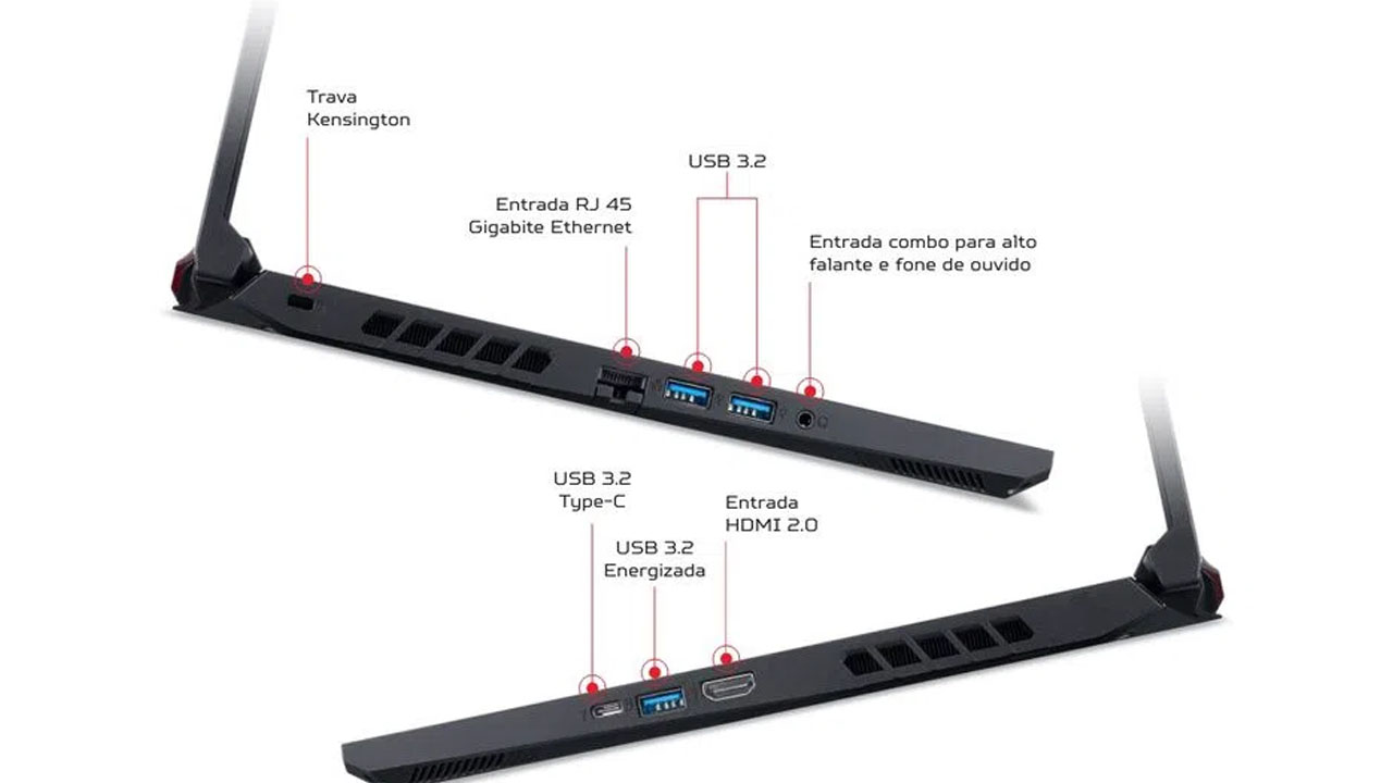 Conexões do Acer Nitro 5 AN515-55-705U