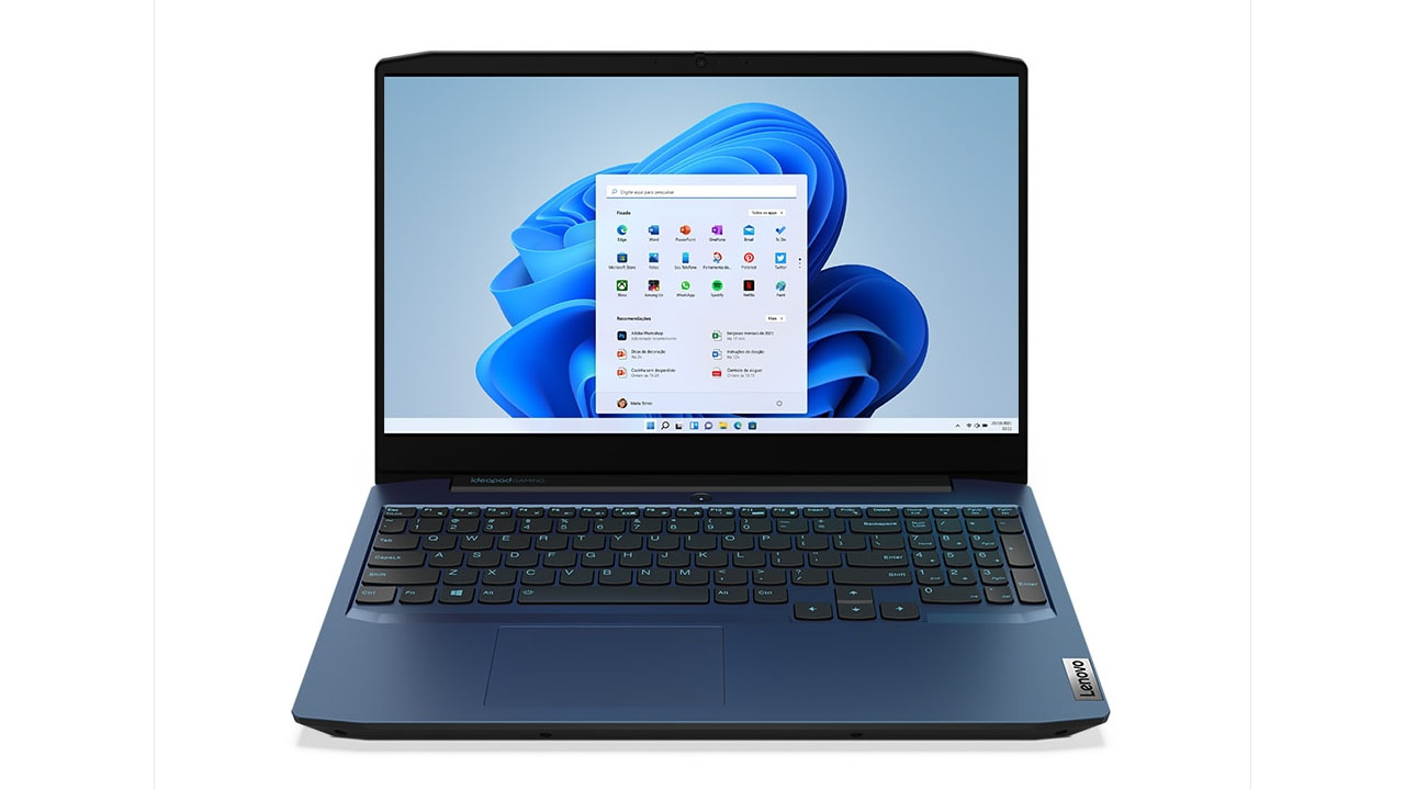 O notebook gamer da Lenovo traz tela com resolução Full HD
